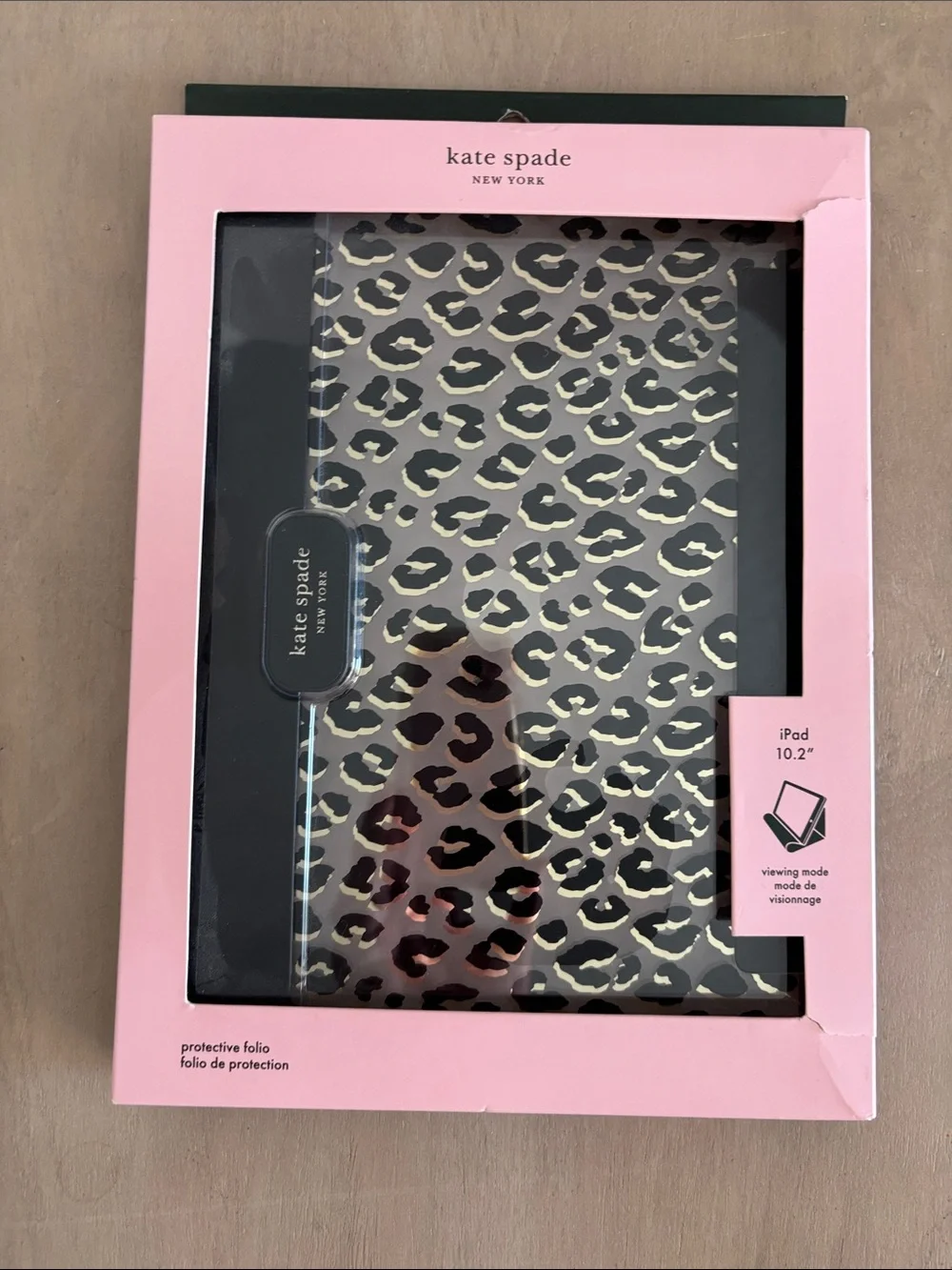 kate spade Leopard Print iPad 10.2 Folio Case - Black & Gold